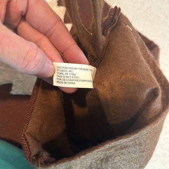 Moose Christmas Stocking by Bon-Ton set of 2 brown and cream color - Picture 8 of 8